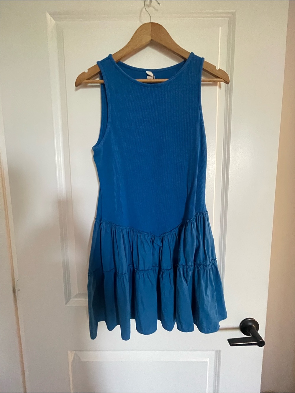 Anthropologie Sleeveless Tiered Teal-Blue Mini Dress